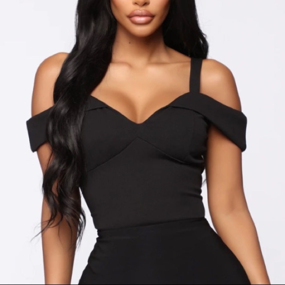Black off the shoulder top